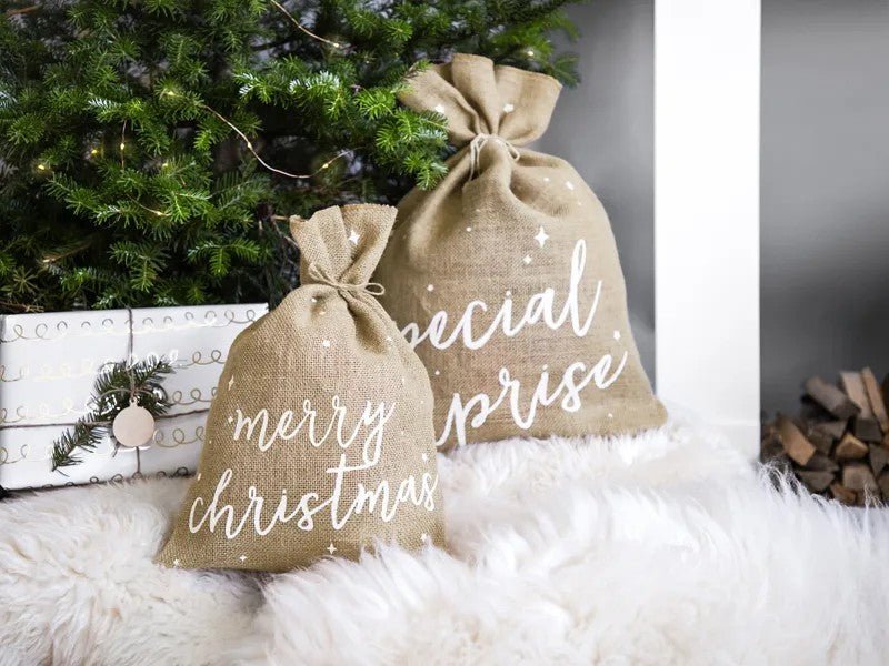 Коледен чувал от юта "Merry Christmas" - Party Design