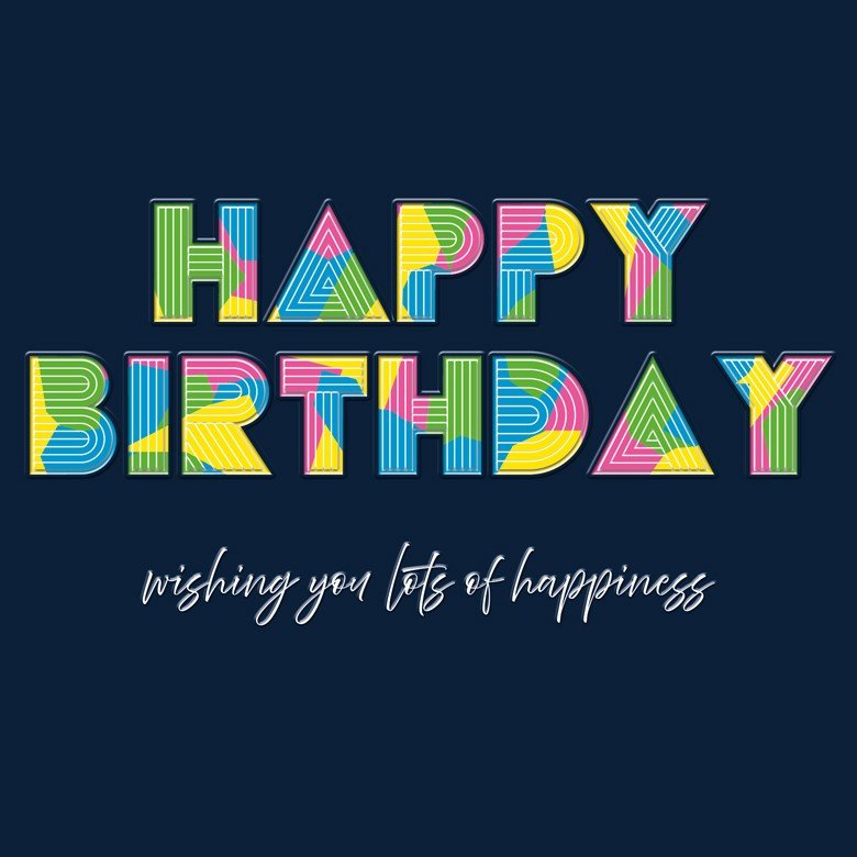 Поздравителна картичка - Happy Birthday в ярки цветове - Party Design