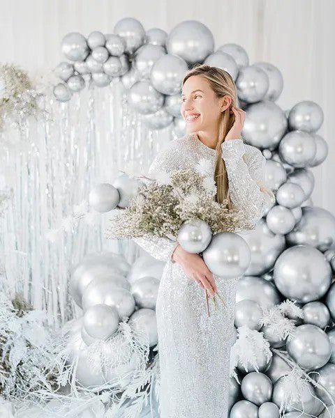 Голям Латексов Балон, 60 см, Хром Сребрист - Party Design