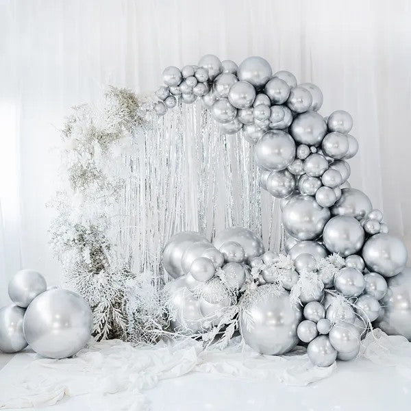 Голям Латексов Балон, 60 см, Хром Сребрист - Party Design