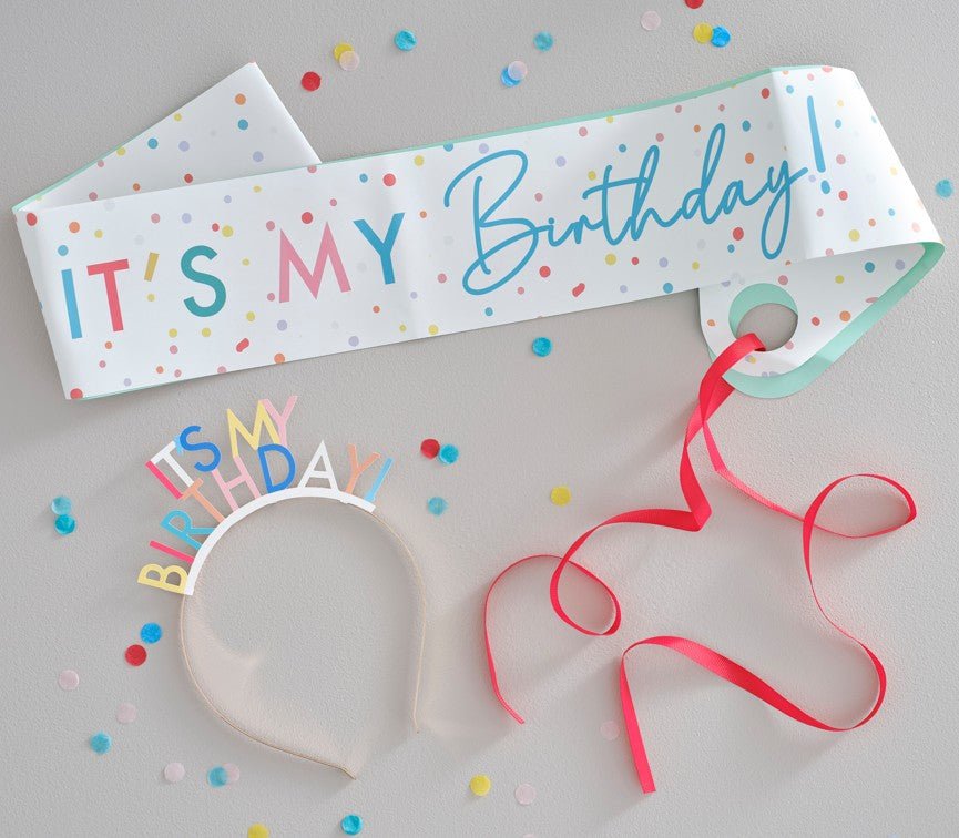 Комплект Лента и Диадема "It's My Birthday" - Party Design