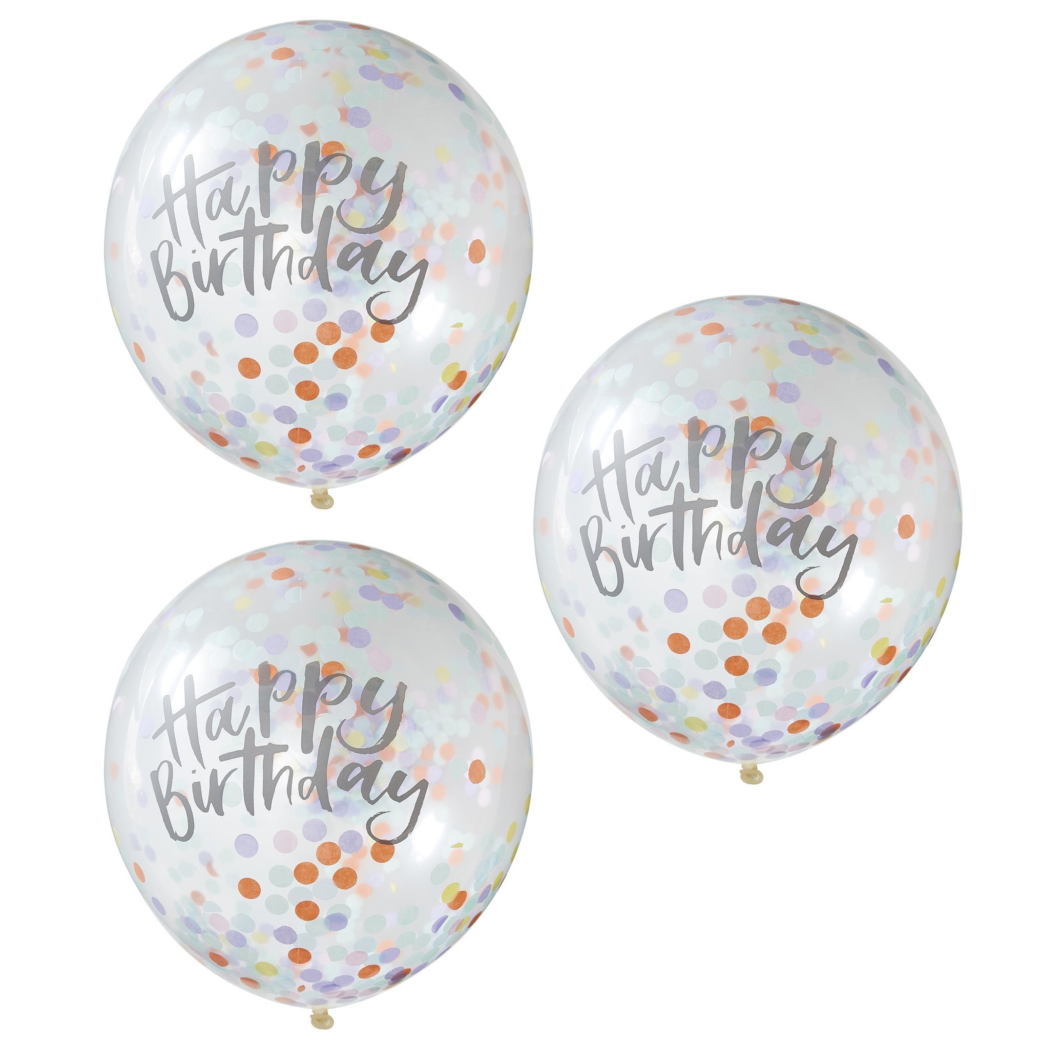 Прозрачни Балони с Пастелни Конфети - "Happy Birthday"