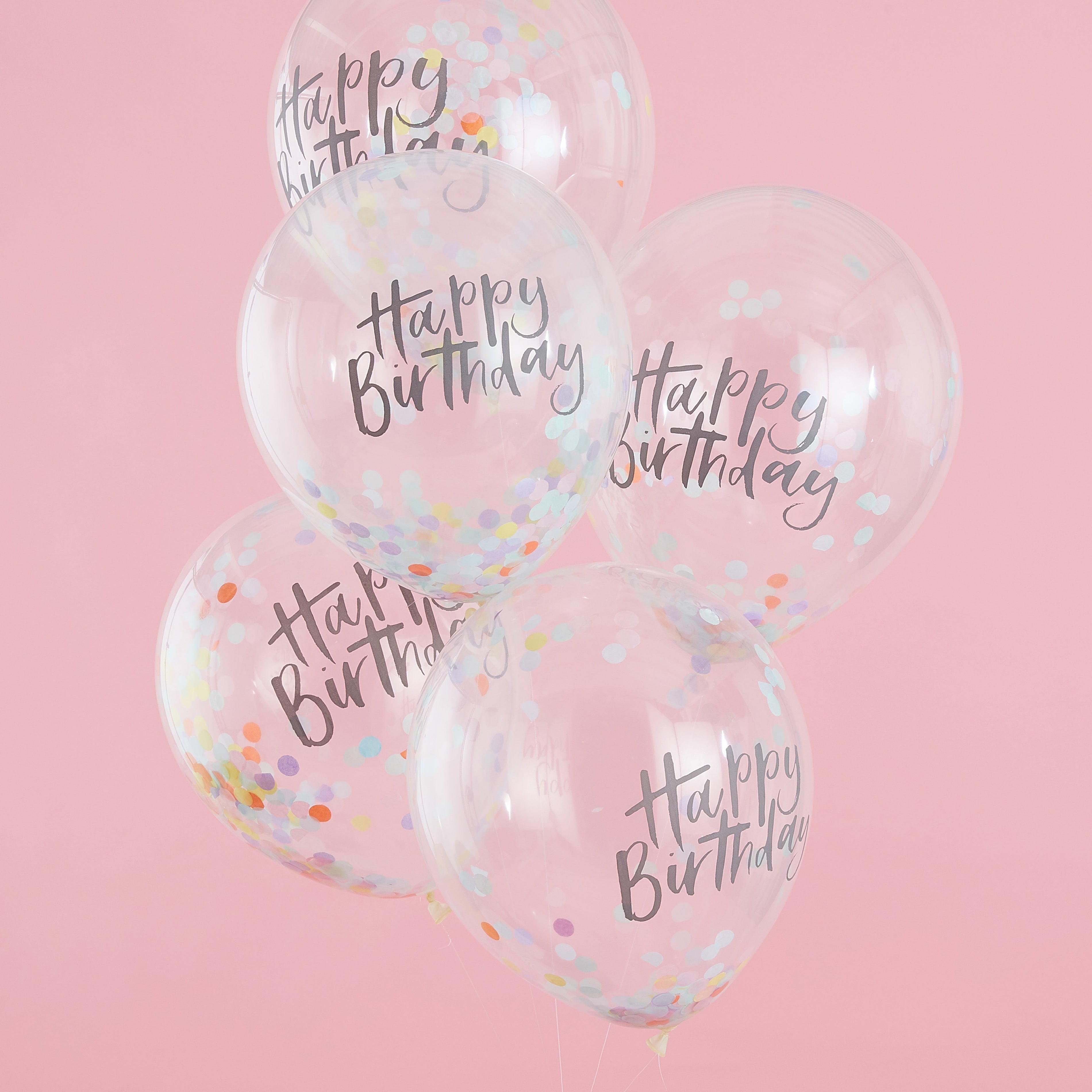 Прозрачни Балони с Пастелни Конфети - "Happy Birthday"