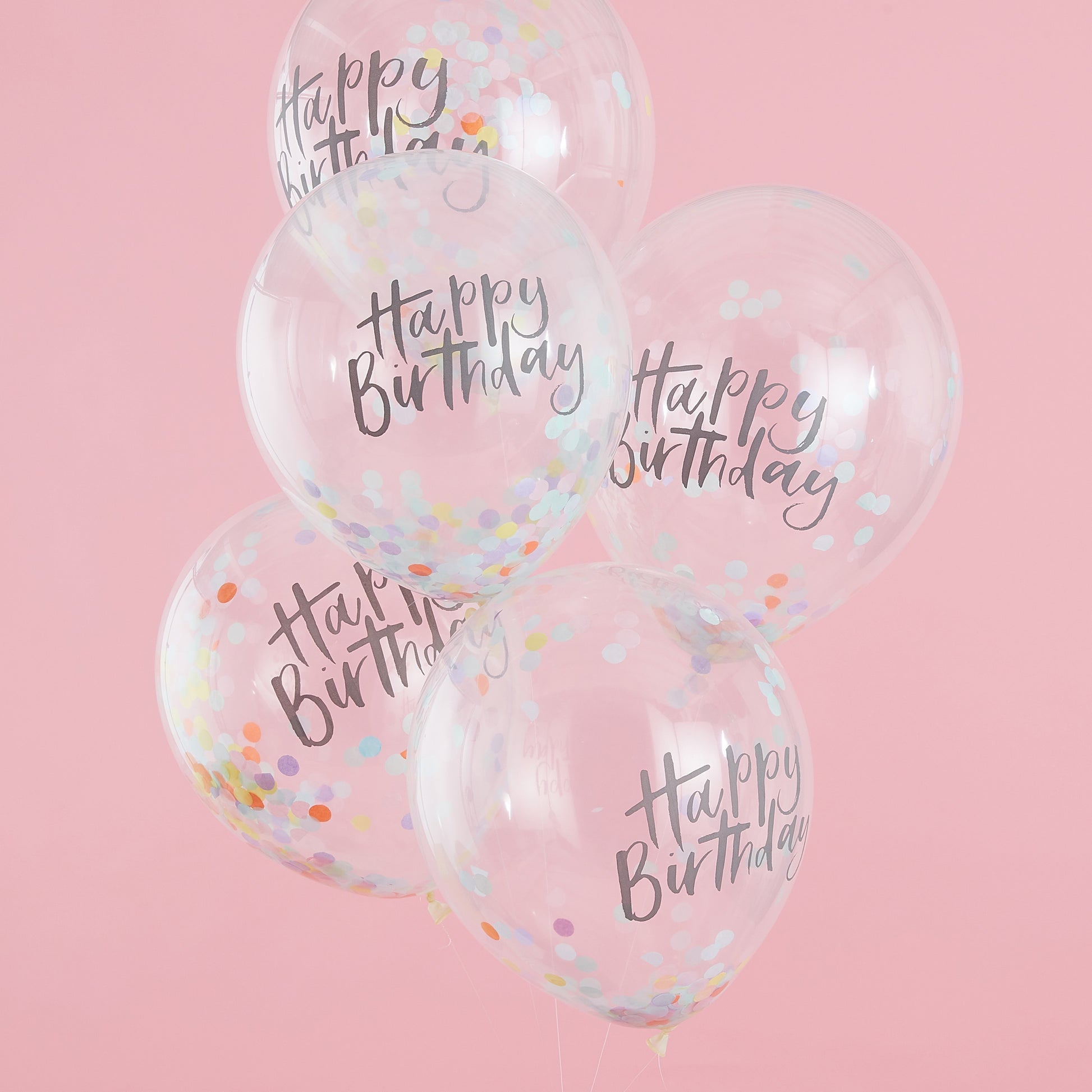 Прозрачни Балони с Пастелни Конфети - "Happy Birthday" - Party Design