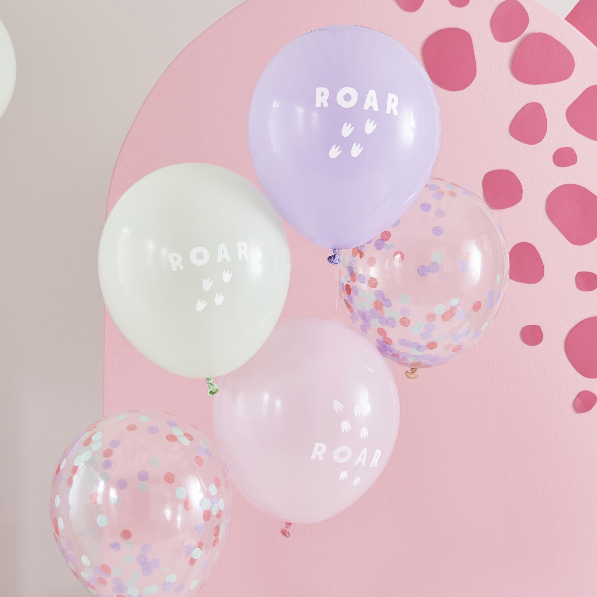 Комплект Балони Roar - Светлозелен, Люляков и Розов - Party Design
