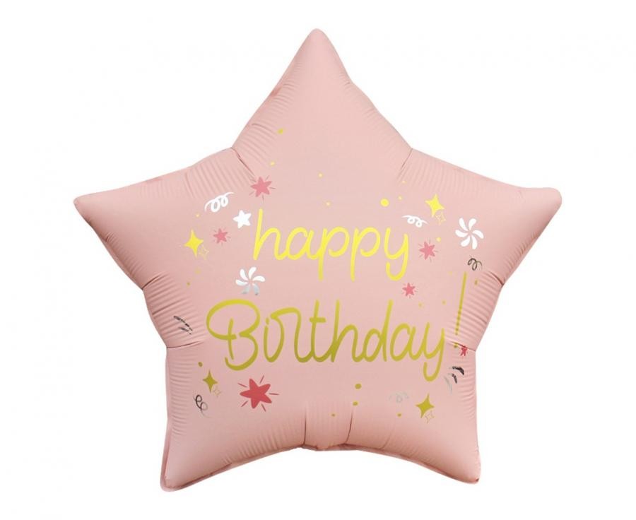 Palloncino in foil a stella Happy Birthday, 44 cm