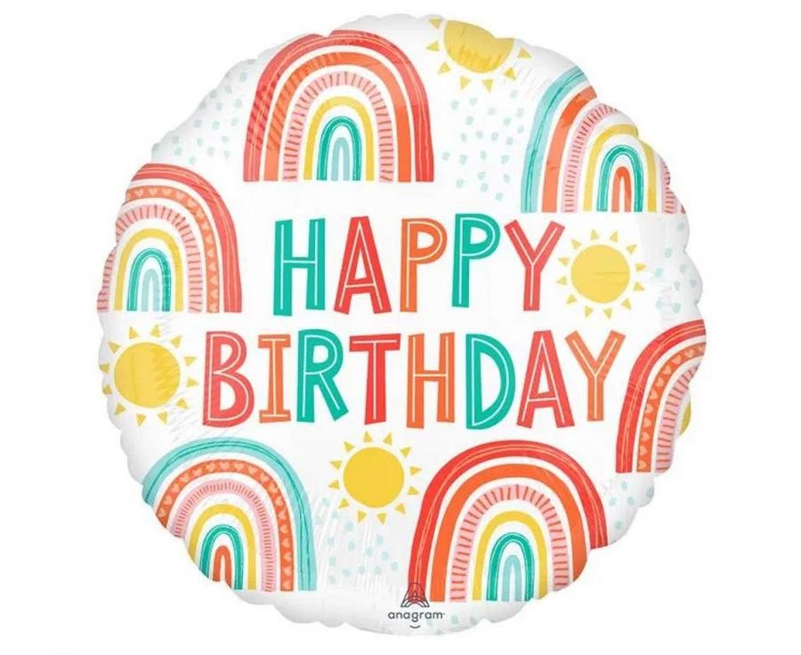 Фолиев Балон Retro Rainbow Birthday