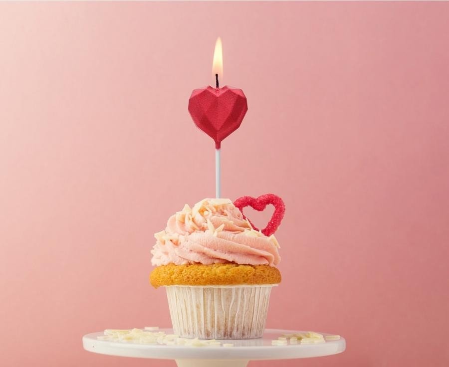 Декоративна свещ Diamond Heart, Червена - Party Design