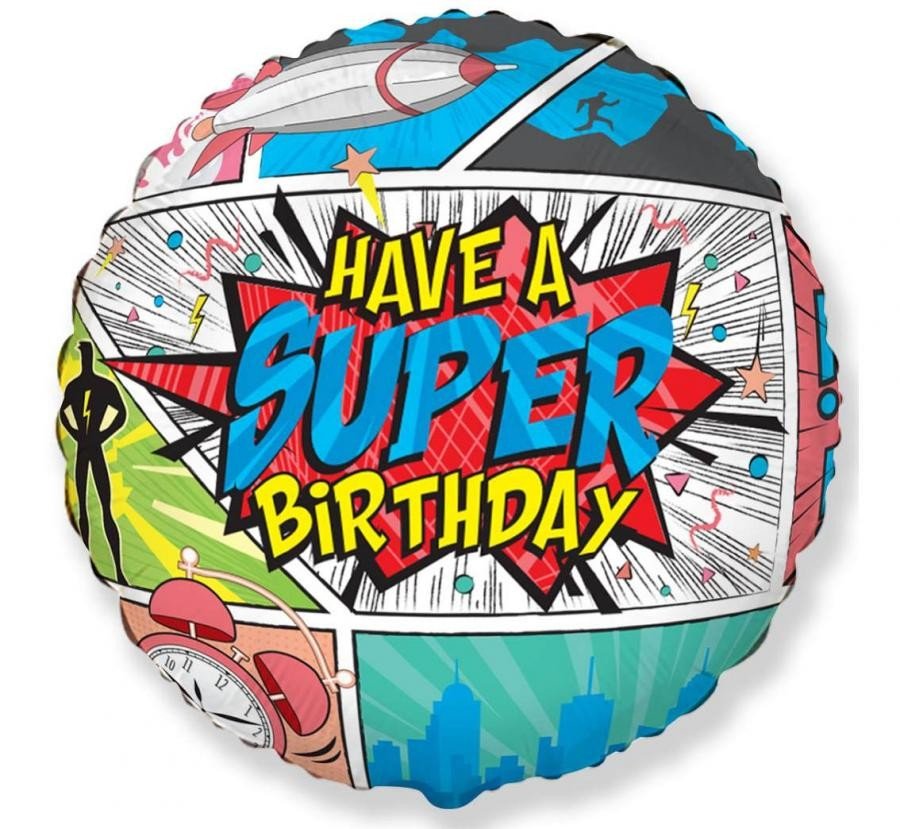 Фолиев Балон Super Birthday - COMIC - Party Design