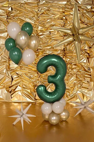 Фолиев Балон - Цифра, 86 см, Тъмнозелено - Party Design