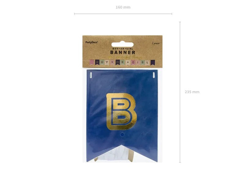 Striscione "Boy or Girl" - Mix di colori con scritta dorata