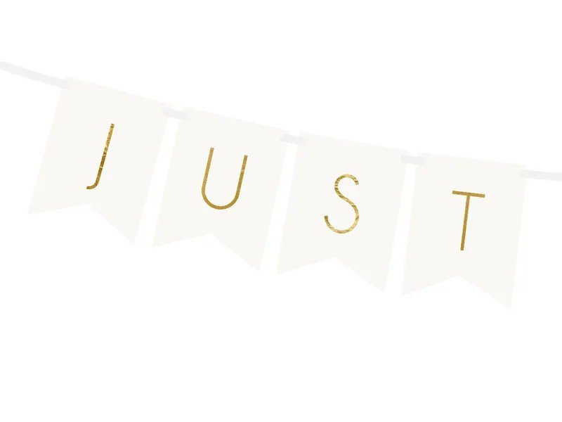 Банер "Just Married" - Бяло със Златен Напис - Party Design