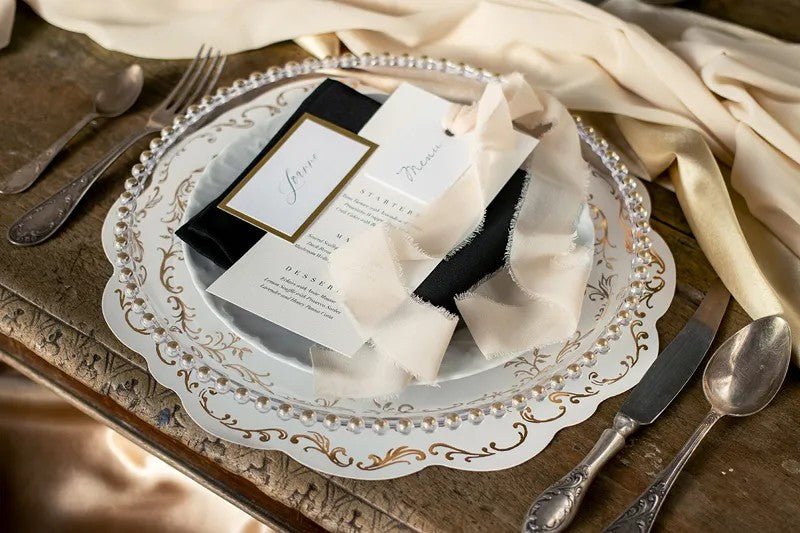 Поставки за Чинии с Златист Орнамент - Бели - Party Design