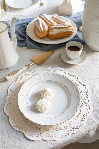 Поставки за Чинии с Златист Орнамент - Бели - Party Design