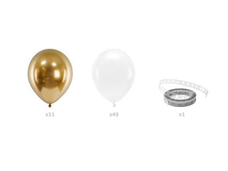 Сет от 60 Балона за Гирлянд в Бяло и Златно 200см - Party Design