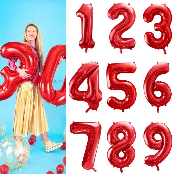 Фолиев Балон Цифра в Червено – 86 см