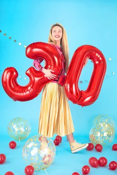 Фолиев Балон Цифра в Червено – 86 см - Party Design