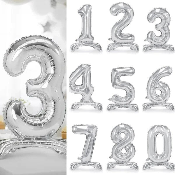 Стоящ Фолиев Балон Цифра в Сребристо