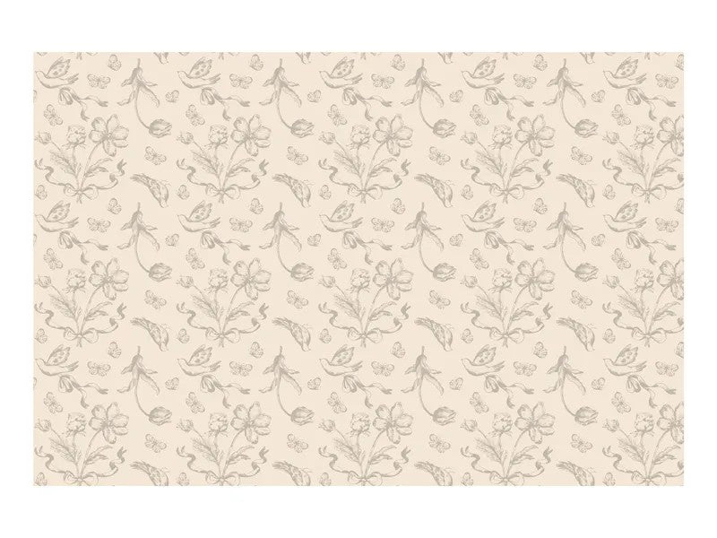 Еднократна Покривка Бежова с Цветя – 180 x 120 см - Party Design