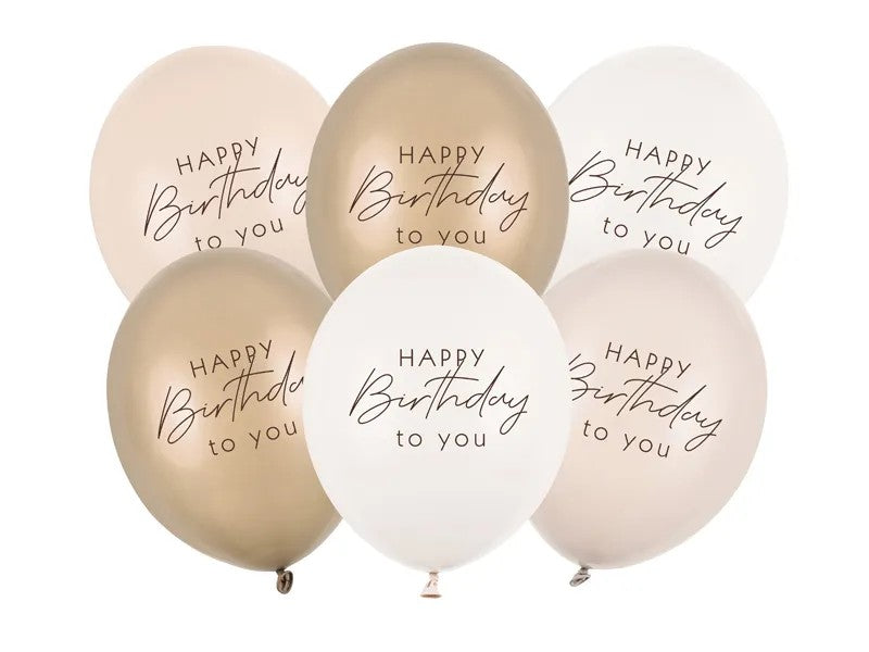 Балони “Happy Birthday” – Бежов Микс