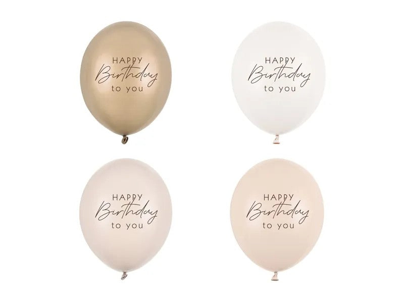 Балони "Happy Birthday" – Бежов Микс