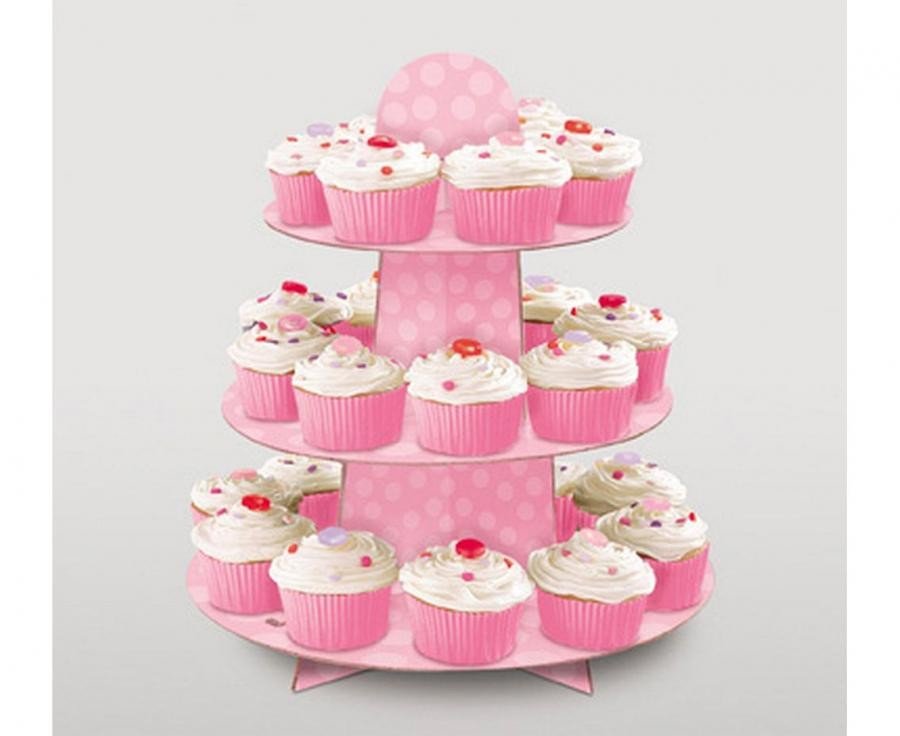 Поставка за мъфини – пастелно розово, 3 нива - Party Design