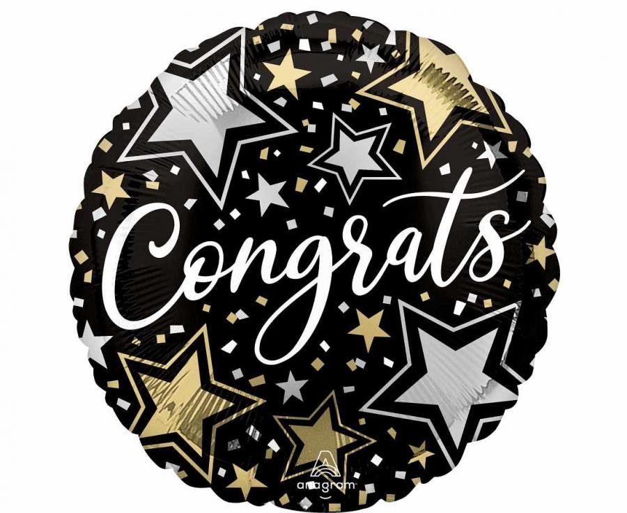 Фолиев балон “Congrats” със звезди – 43 см - Party Design