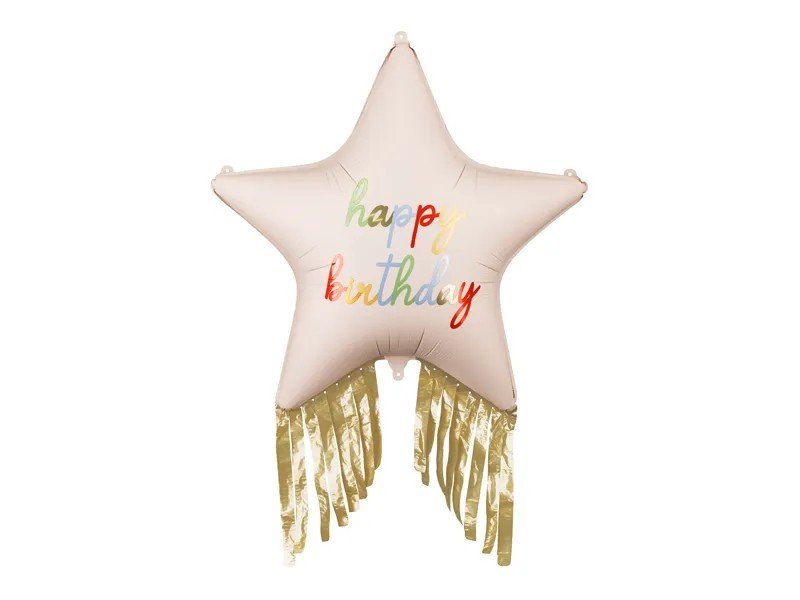 Фолиев Балон Звезда с Ресни "Happy Birthday" - Party Design