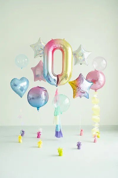 Фолиев Балон Цифри Пастелна Дъга 86 см - Party Design