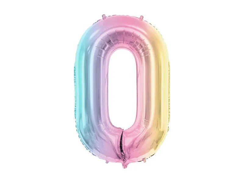 Фолиев Балон Цифри Пастелна Дъга 86 см - Party Design