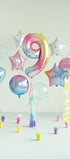 Фолиев Балон Цифри Пастелна Дъга 86 см - Party Design