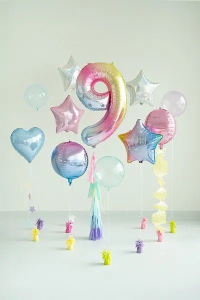 Фолиев Балон Цифри Пастелна Дъга 86 см - Party Design