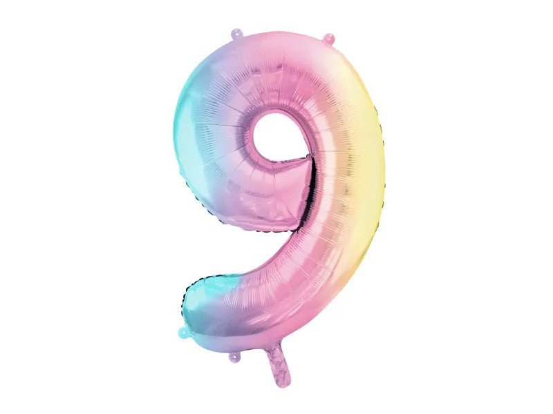 Фолиев Балон Цифри Пастелна Дъга 86 см - Party Design