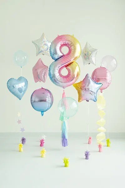 Фолиев Балон Цифри Пастелна Дъга 86 см - Party Design
