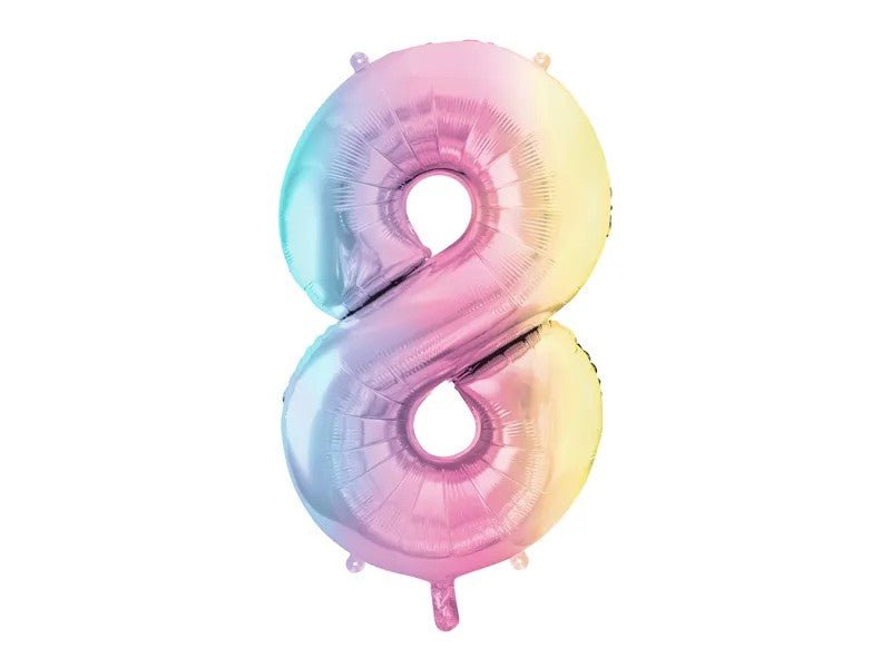 Фолиев Балон Цифри Пастелна Дъга 86 см - Party Design