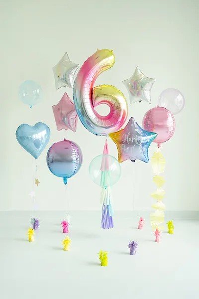 Фолиев Балон Цифри Пастелна Дъга 86 см - Party Design