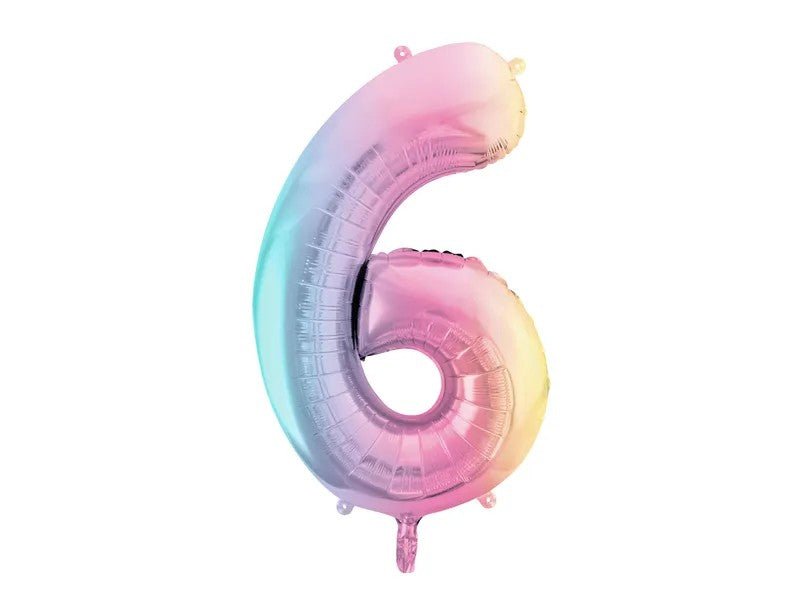 Фолиев Балон Цифри Пастелна Дъга 86 см - Party Design