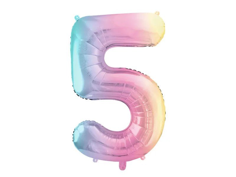 Фолиев Балон Цифри Пастелна Дъга 86 см - Party Design
