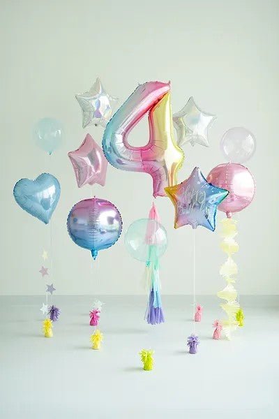 Фолиев Балон Цифри Пастелна Дъга 86 см - Party Design