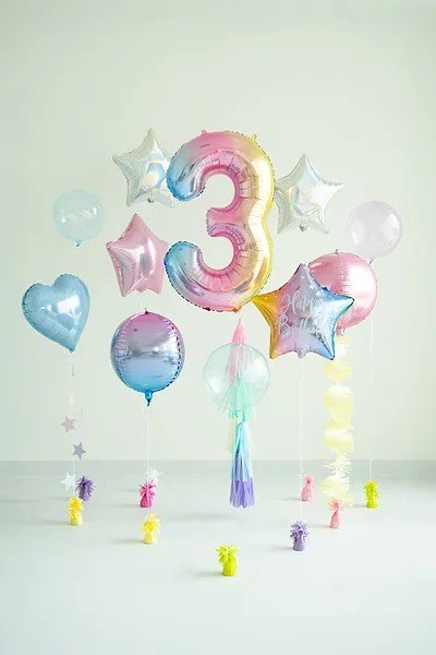 Фолиев Балон Цифри Пастелна Дъга 86 см - Party Design
