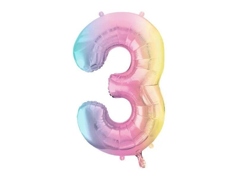 Фолиев Балон Цифри Пастелна Дъга 86 см - Party Design