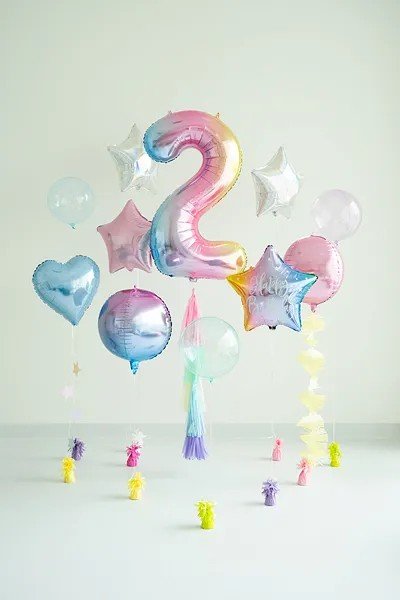 Фолиев Балон Цифри Пастелна Дъга 86 см - Party Design