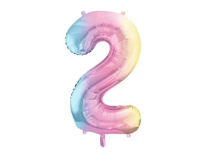 Фолиев Балон Цифри Пастелна Дъга 86 см - Party Design