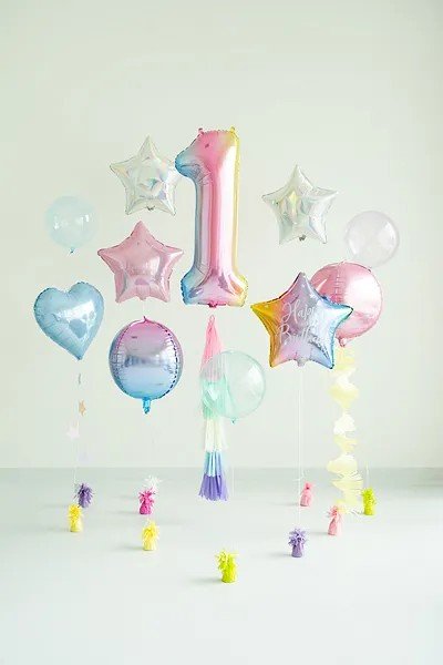 Фолиев Балон Цифри Пастелна Дъга 86 см - Party Design