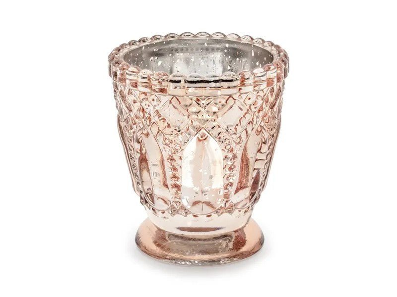 Стъклен Свещник в Rose Gold Цвят – 8 см - Party Design