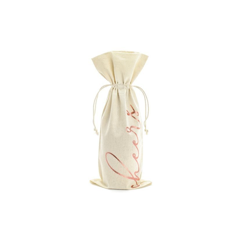 Памучна Торбичка за Вино „Cheers“ – Rose Gold - Party Design