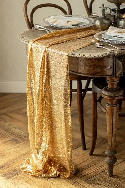 Пайетен рънър за маса, златен - Party Design