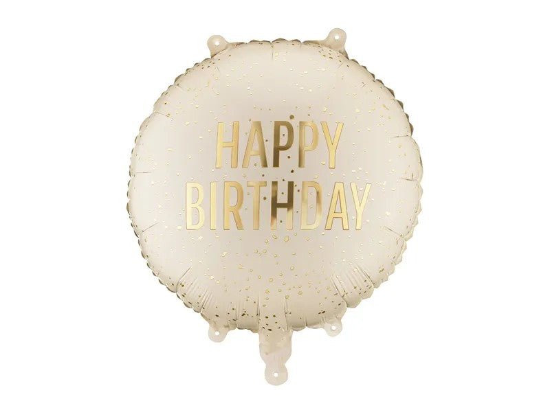 Кръгъл фолиен балон “Happy Birthday” с ефект златни конфети - Party Design