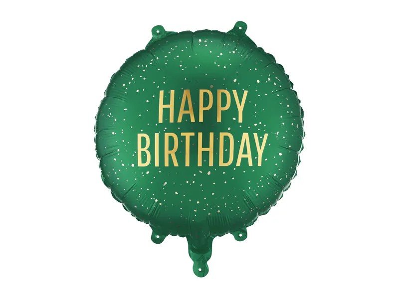 Кръгъл фолиен балон “Happy Birthday” с ефект златни конфети - Party Design