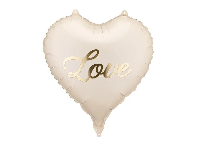 Фолиен балон сърце “Love” със златист надпис - Party Design